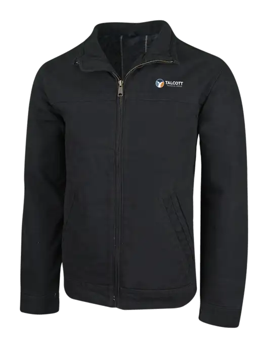 Cornerstone Black Washed Duck Cloth Flannel Lined Work Jacket w/Talcott Logo