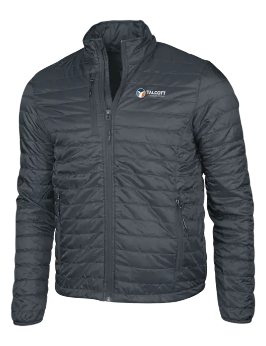 Dark Grey Puffy Packable Jacket w/Talcott Logo