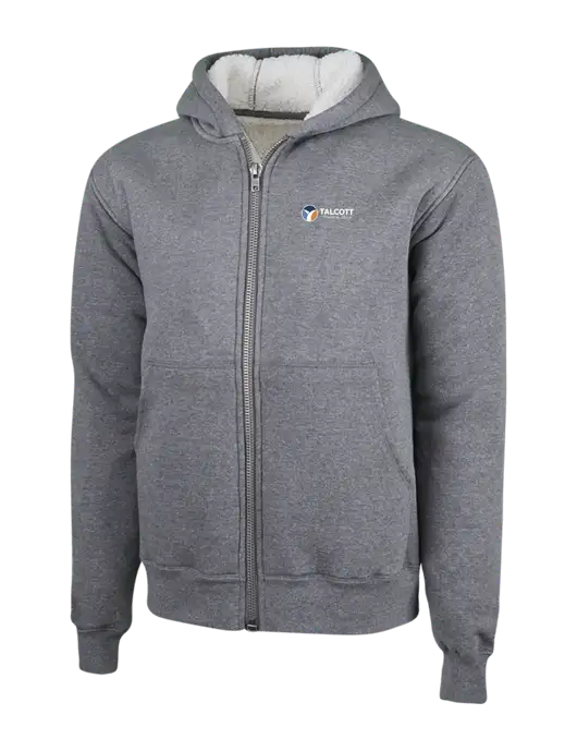 Cornerstone Grey Heather Heavyweight Sherpa Lined Hooded Fleece Jacket w/Talcott Logo