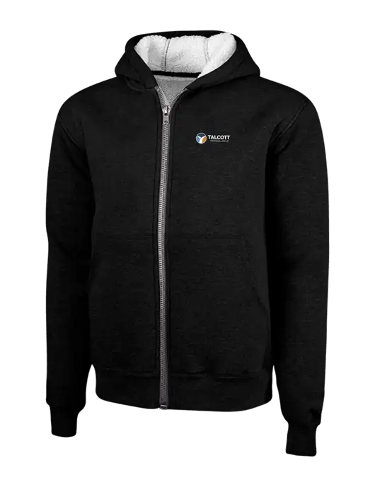Cornerstone Black Heavyweight Sherpa Lined Hooded Fleece Jacket w/Talcott Logo
