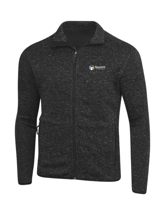 Black Heather Sweater Fleece Jacket w/Talcott Logo