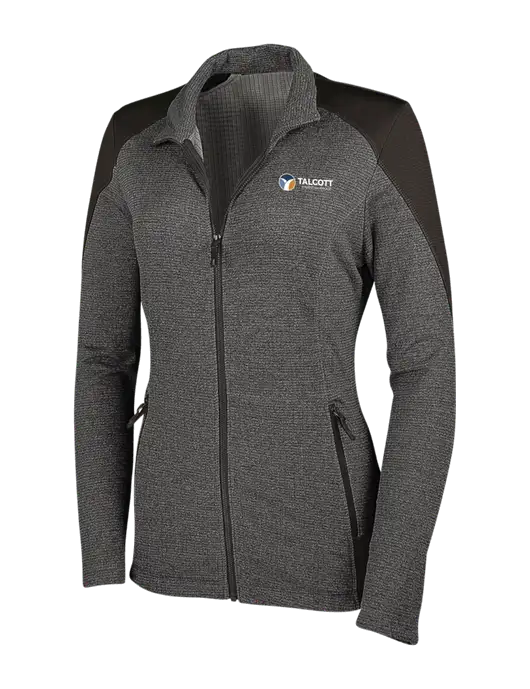 Medium Grey Heather Womens Grid Fleece Jacket w/Talcott Logo