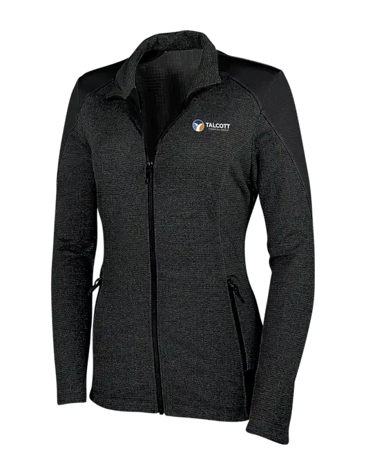 Womens Black Grid Fleece Jacket w/Talcott Logo