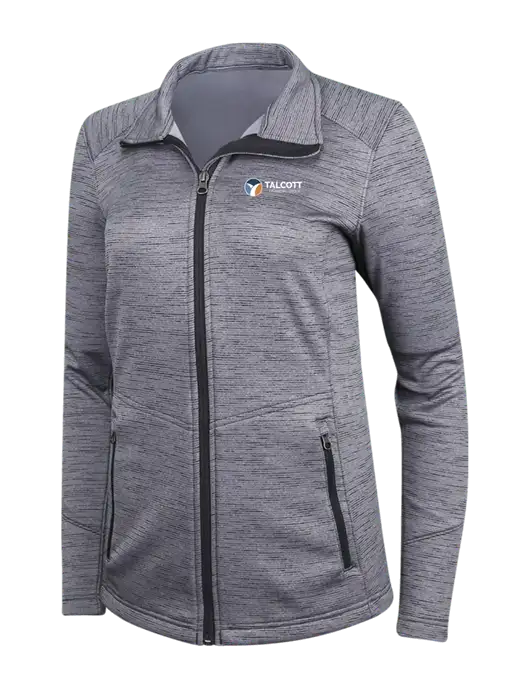 Medium Grey Womens Digi Stripe Fleece Jacket w/Talcott Logo