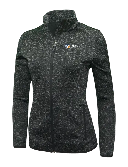 Black Heather Womens Sweater Fleece Jacket w/Talcott Logo