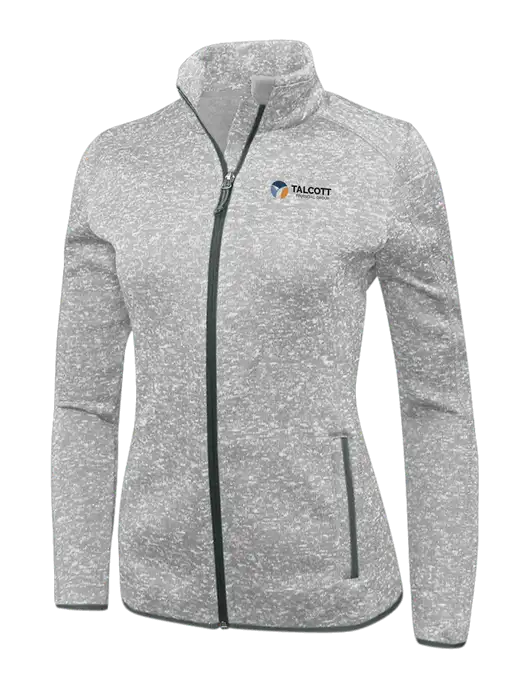 Grey Heather Womens Sweater Fleece Jacket w/Talcott Logo