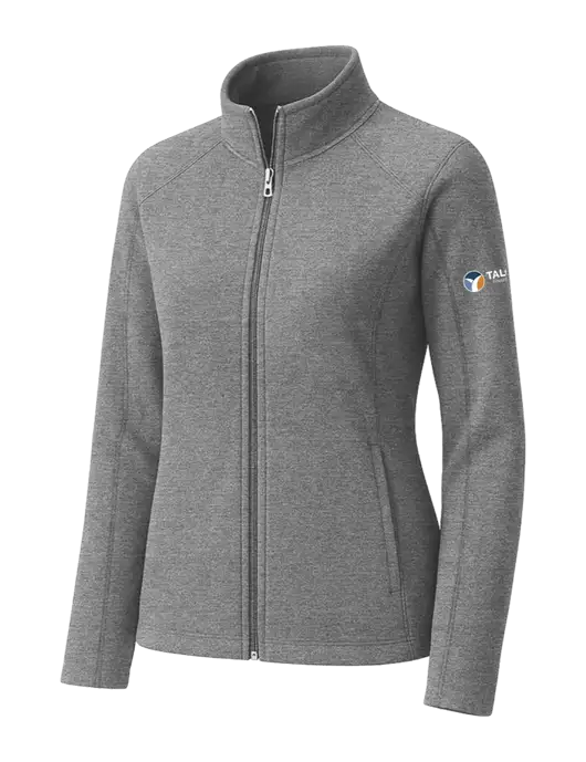 Medium Grey Womens Heather Microfleece Full-Zip Jacket w/Talcott Logo
