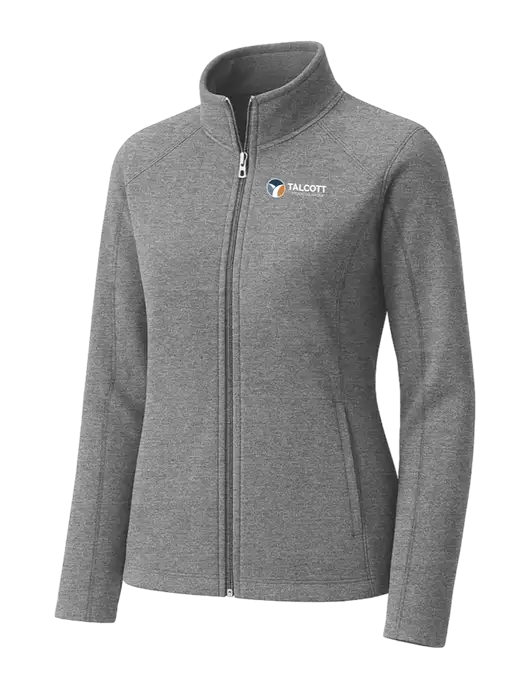 Medium Grey Womens Heather Microfleece Full-Zip Jacket w/Talcott Logo
