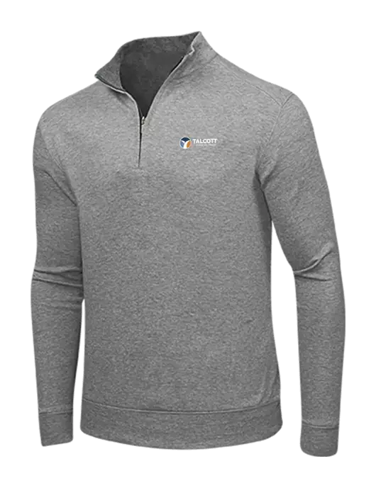 Medium Heather Grey/Charcoal Heather Interlock 1/4 Zip w/Talcott Logo