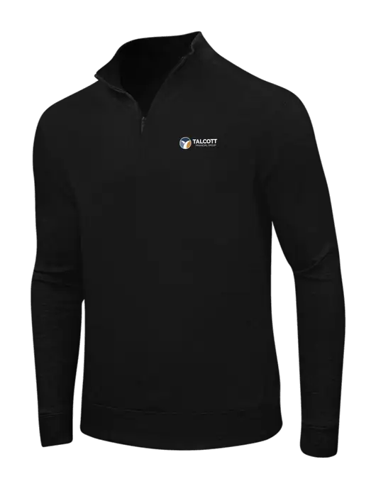 Deep Black/Charcoal Heather Interlock 1/4 Zip w/Talcott Logo