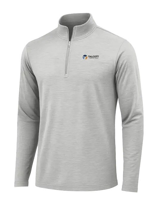 Light Grey Heather Posicharge Tri-Blend Wicking 1/4 Zip Pullover w/Talcott Logo