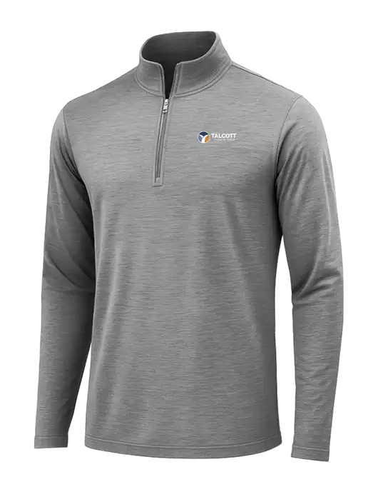Dark Grey Heather Posicharge Tri-Blend Wicking 1/4 Zip Pullover w/Talcott Logo