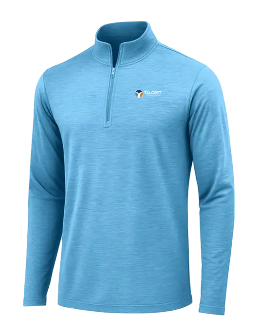 Light Blue Heather Posicharge Tri-Blend Wicking 1/4 Zip Pullover w/Talcott Logo