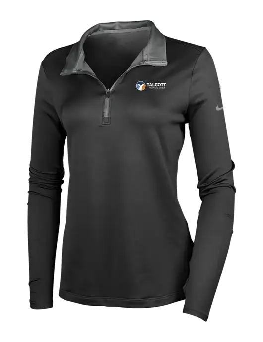NIKE Black/Dark Grey Womens Dry-Fit Stretch 1/2 Zip Cover-Up w/Talcott Logo