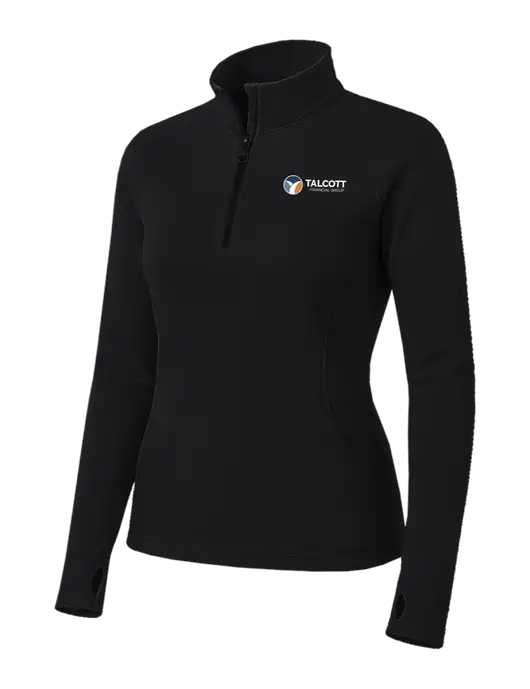 Womens Black Sport Wick Stretch 1/4 Zip Pullover w/Talcott Logo