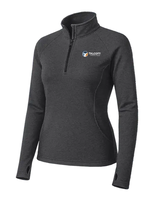 Dark Grey Heather Womens Sport Wick Stretch 1/4 Zip Pullover w/Talcott Logo