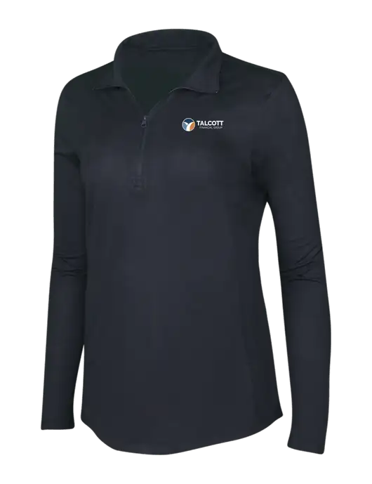 Black Triad Solid Womens Posicharge Tri-Blend Wicking 1/4 Zip Pullover w/Talcott Logo