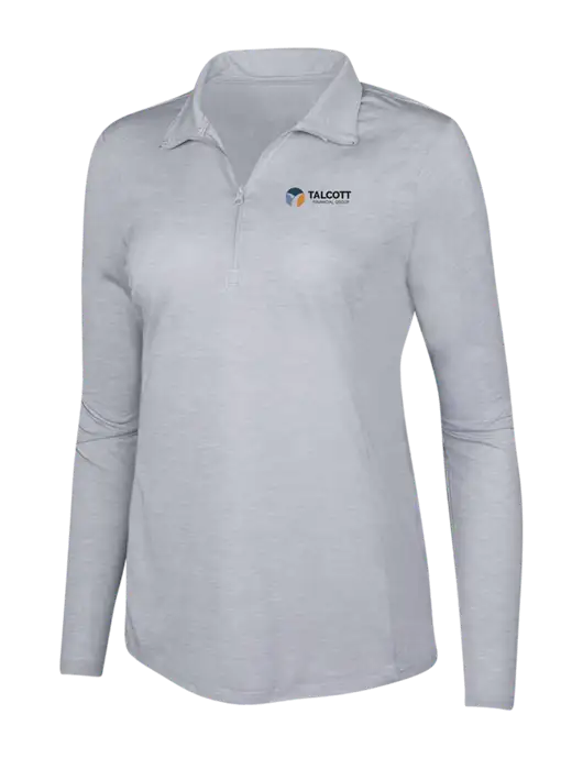 Light Grey Heather Womens Posicharge Tri-Blend Wicking 1/4 Zip Pullover w/Talcott Logo
