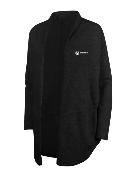 Deep Black/Charcoal Heather Womens Interlock Cardigan w/Talcott Logo