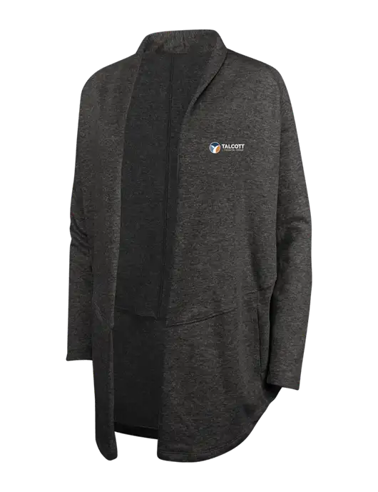 Charcoal Heather/ Medium Heather Grey Womens Interlock Cardigan w/Talcott Logo