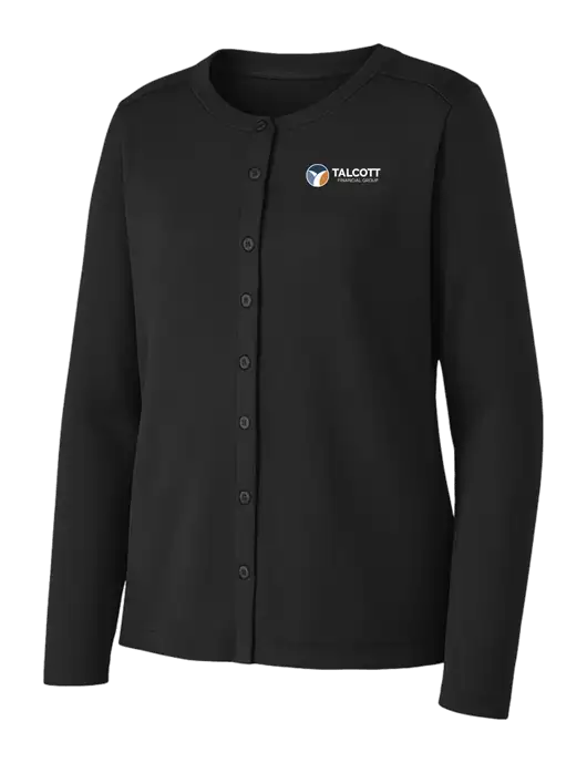 Black Womens Concept Stretch Button-Front Cardigan Sweater w/Talcott Logo