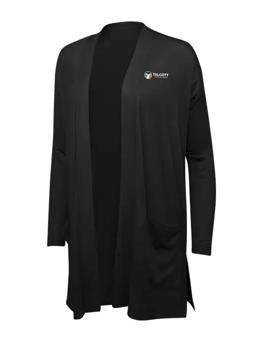 Black Womens Concept Long Pocket Cardigan w/Talcott Logo