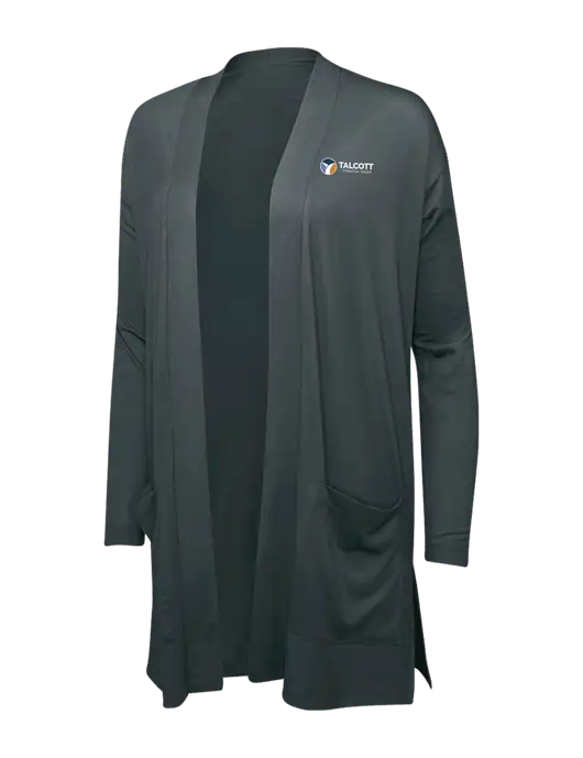 Smoke Grey Womens Concept Long Pocket Cardigan w/Talcott Logo