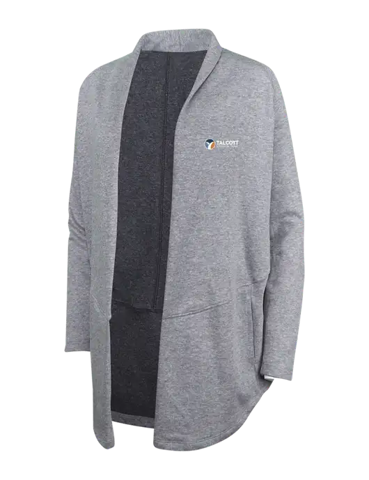 Medium Heather Grey/Char Heather Womens Interlock Cardigan w/Talcott Logo