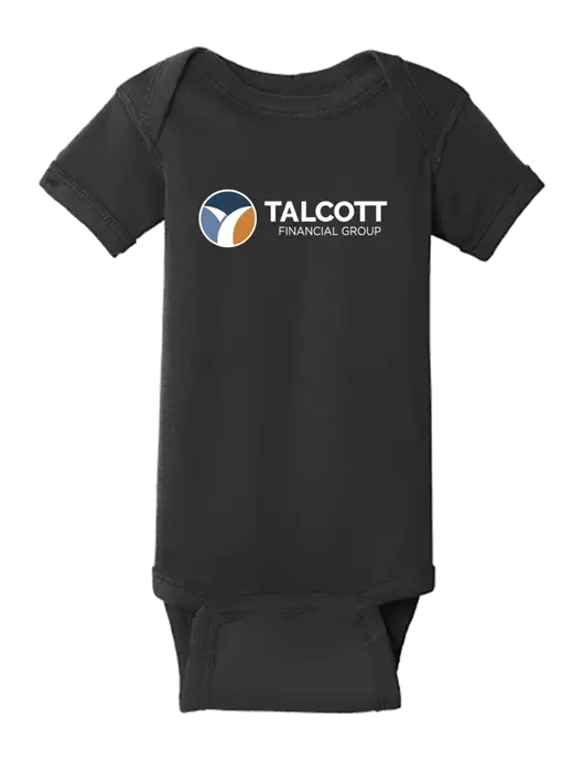 Rabbit Skins Black Infant Short Sleeve Baby Rib Bodysuit w/Talcott Logo