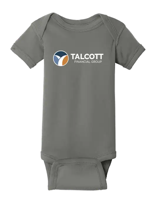 Rabbit Skins Charcoal Infant Short Sleeve Baby Rib Bodysuit w/Talcott Logo