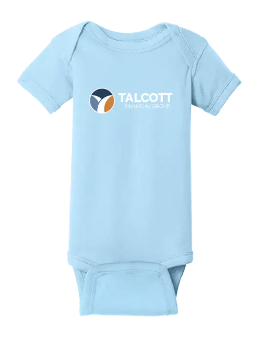 Rabbit Skins Light Blue Infant Short Sleeve Baby Rib Bodysuit w/Talcott Logo