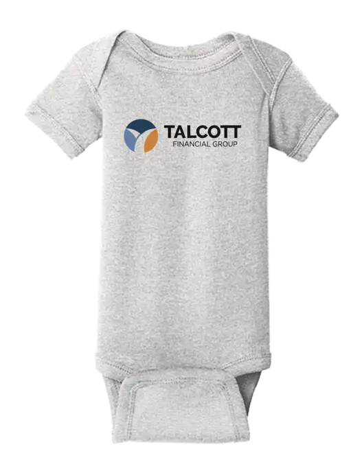 Rabbit Skins Light Grey Heather Infant Short Sleeve Baby Rib Bodysuit w/Talcott Logo