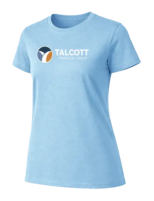 Womens Ring Spun Light Blue 4.5 oz T-Shirt w/Talcott Logo