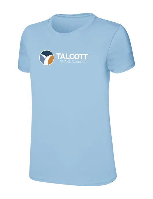Womens Ring Spun Light Blue 4.5 oz T-Shirt w/Talcott Logo