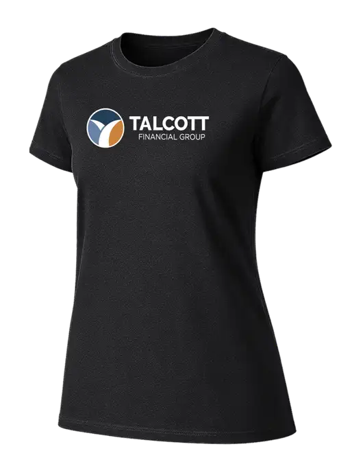Womens Ring Spun Jet Black 4.5 oz T-Shirt w/Talcott Logo