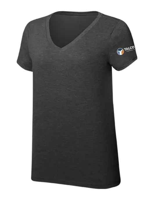 Womens Simply Soft V-Neck Black Frost 4.5oz  Poly/Combed Ring Spun Cotton T-Shirt w/Talcott Logo