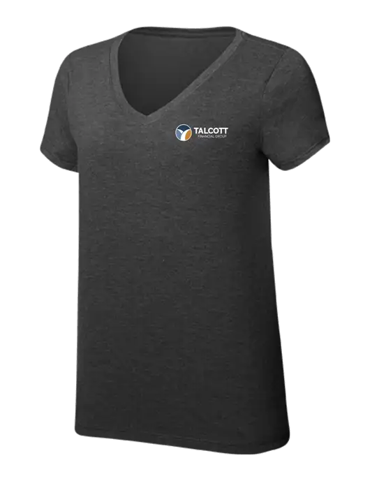 Womens Simply Soft V-Neck Black Frost 4.5oz  Poly/Combed Ring Spun Cotton T-Shirt w/Talcott Logo