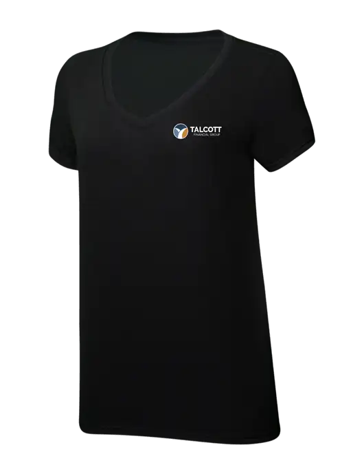 Womens Simply Soft V-Neck Black 4.5oz  Poly/Combed Ring Spun Cotton T-Shirt w/Talcott Logo