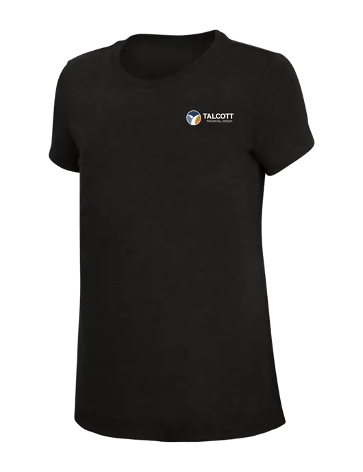 Womens Simply Soft Black 4.5oz Poly/Combed Ring Spun Cotton T-Shirt w/Talcott Logo
