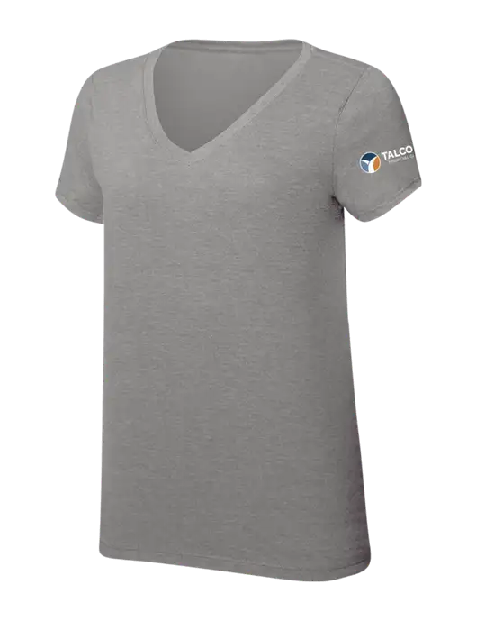 Womens Simply Soft V-Neck Grey Frost 4.5oz  Poly/Combed Ring Spun Cotton T-Shirt w/Talcott Logo