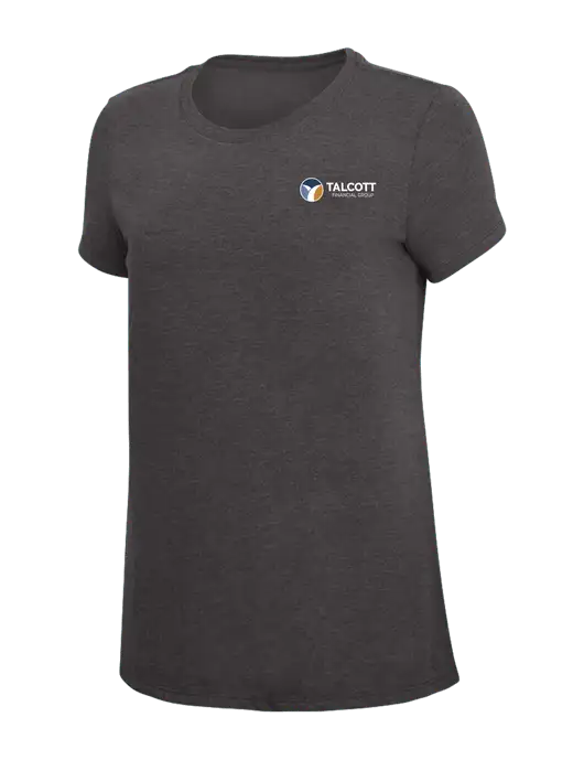 Womens Simply Soft Heather Charcoal 4.5oz  Poly/Combed Ring Spun Cotton T-Shirt w/Talcott Logo