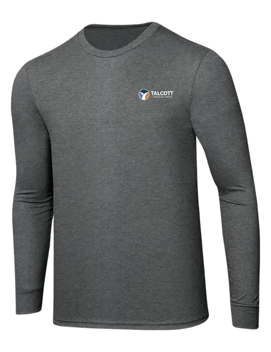 Simply Soft Long Sleeve Medium Grey Frost 4.5 oz, Poly/Combed Ring Spun Cotton T-Shirt w/Talcott Logo