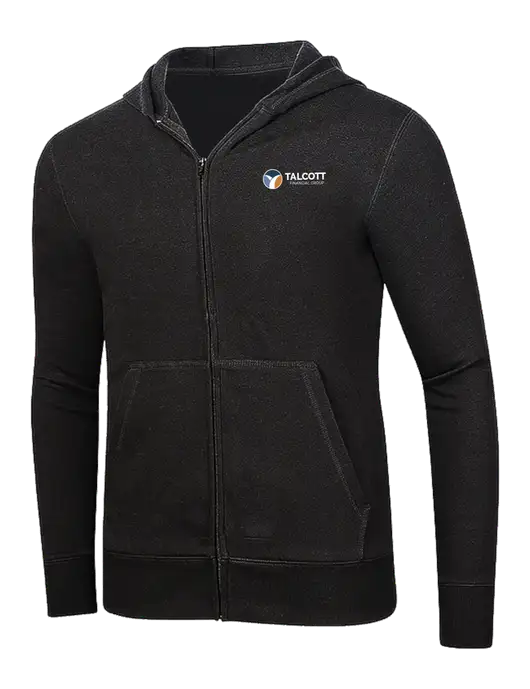 Full-Zip Black Heavyweight Hooded Sweatshirt w/Talcott Logo