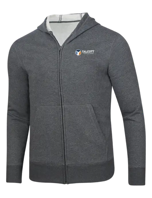 Full-Zip Dark Grey Heather Heavyweight Hooded Sweatshirt w/Talcott Logo