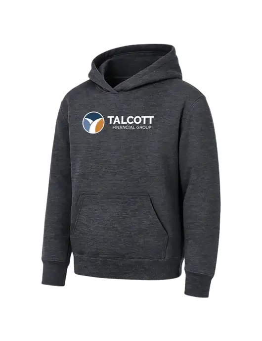 Youth Dark Heather Grey 7.8 oz Pullover Hooded Sweatshirt w/Talcott Logo