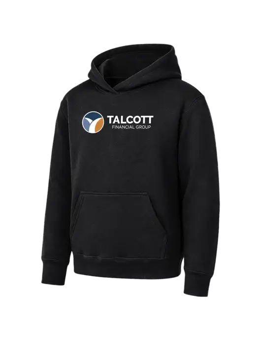 Youth Black 7.8 oz Pullover Hooded Sweatshirt w/Talcott Logo