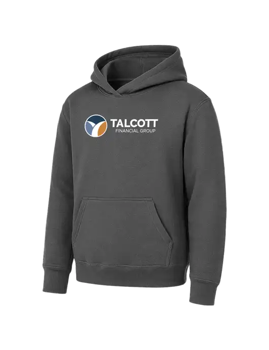 Youth Charcoal 7.8 oz Pullover Hooded Sweatshirt w/Talcott Logo