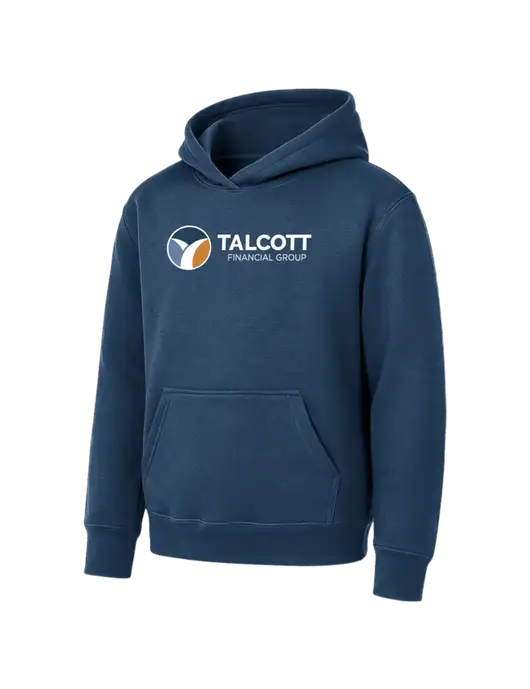 Youth Navy 7.8 oz Pullover Hooded Sweatshirt w/Talcott Logo