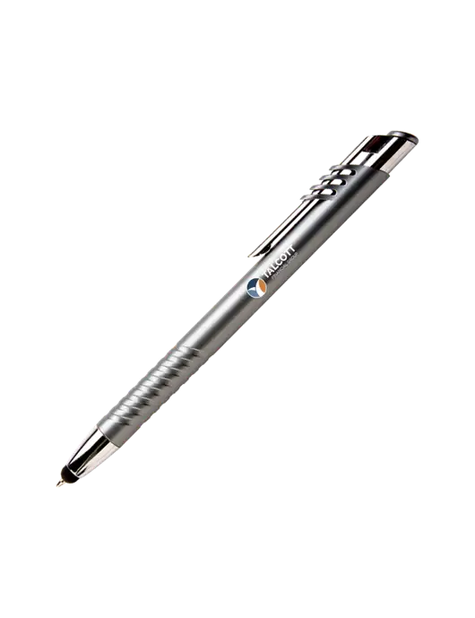 Schirhart Grey Stylus Pen - Blue Ink w/Talcott Logo