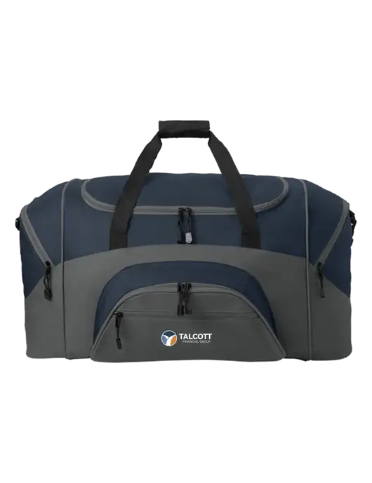 Standard Colorblock Navy/Dark Grey Sport Duffel w/Talcott Logo